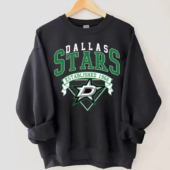 Dallas Stars Sweatshirt, Vintage Style Dallas Hockey Crewneck, Retro Dallas Star - Picture 1 of 1